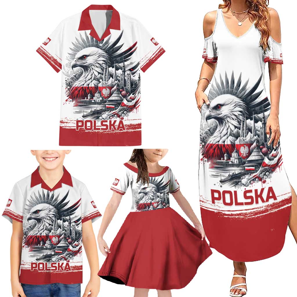 Poland Independence Day Family Matching Summer Maxi Dress and Hawaiian Shirt Polska Eagle Proud To Be Polish - Wonder Print Shop