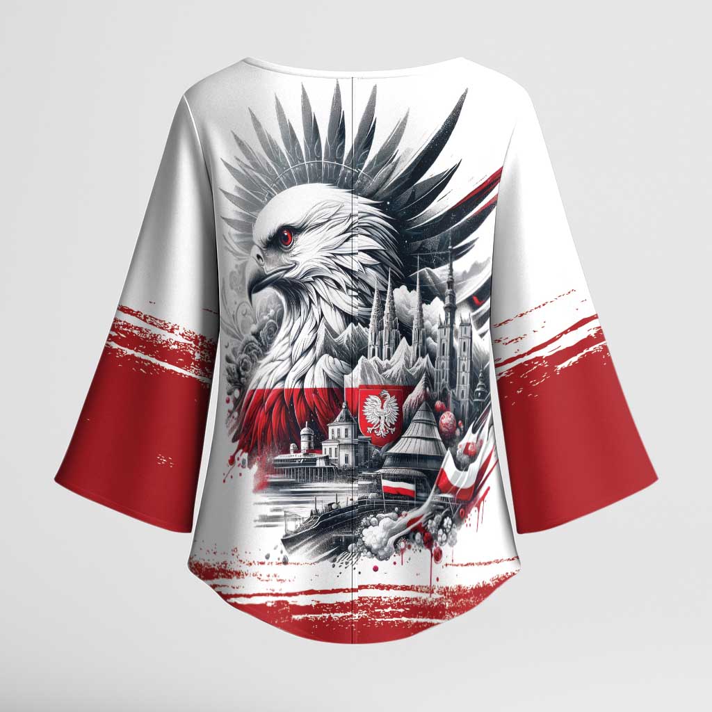 Poland Independence Day Kimono Sleeve Blouse Polska Eagle Proud To Be Polish - Wonder Print Shop