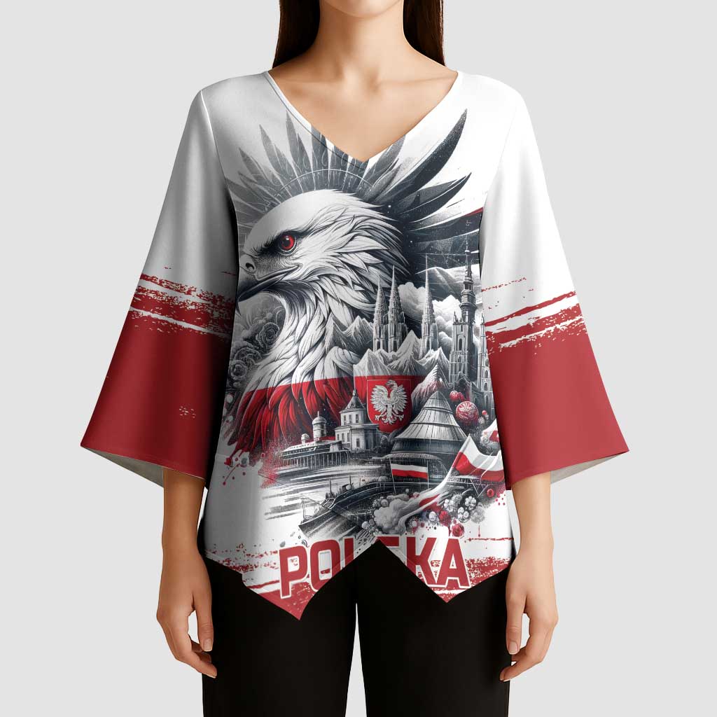 Poland Independence Day Kimono Sleeve Blouse Polska Eagle Proud To Be Polish - Wonder Print Shop
