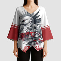 Poland Independence Day Kimono Sleeve Blouse Polska Eagle Proud To Be Polish - Wonder Print Shop