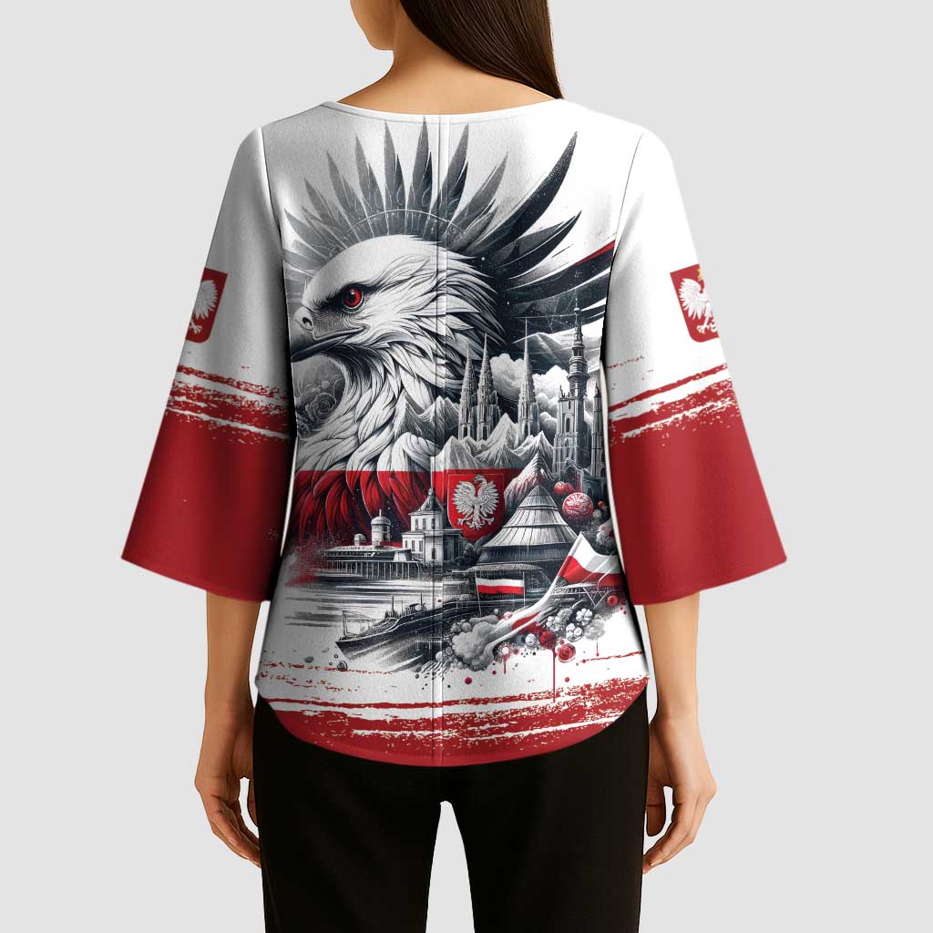 Poland Independence Day Kimono Sleeve Blouse Polska Eagle Proud To Be Polish - Wonder Print Shop