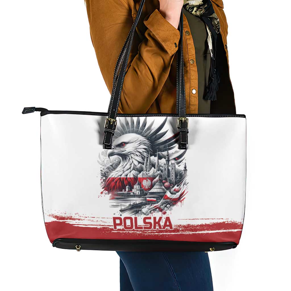 Poland Independence Day Leather Tote Bag Polska Eagle Proud To Be Polish - Wonder Print Shop