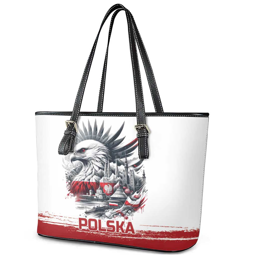 Poland Independence Day Leather Tote Bag Polska Eagle Proud To Be Polish - Wonder Print Shop