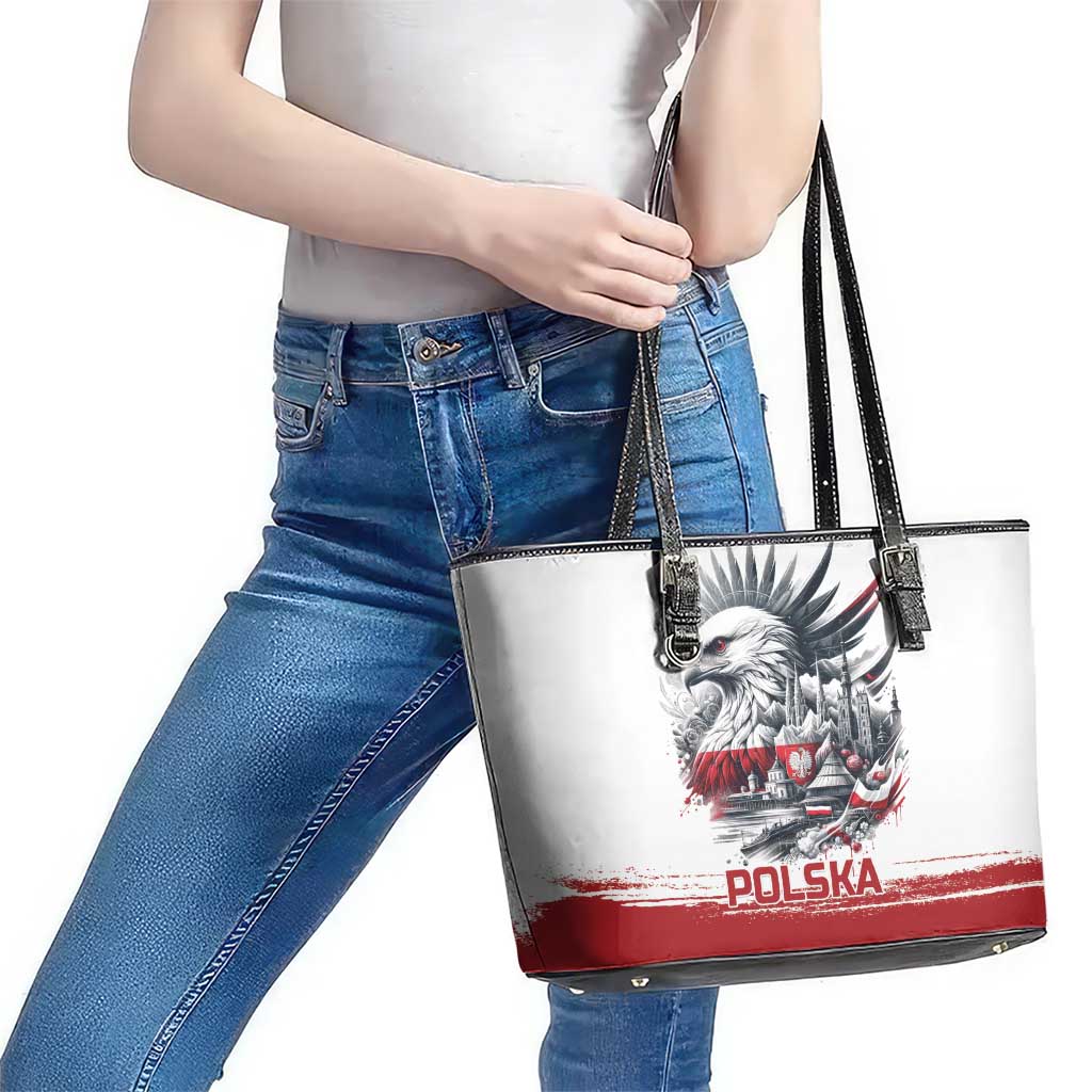 Poland Independence Day Leather Tote Bag Polska Eagle Proud To Be Polish - Wonder Print Shop