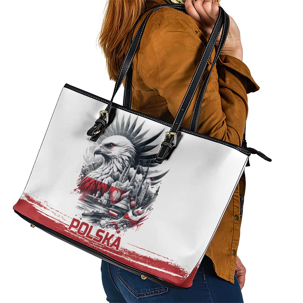 Poland Independence Day Leather Tote Bag Polska Eagle Proud To Be Polish - Wonder Print Shop