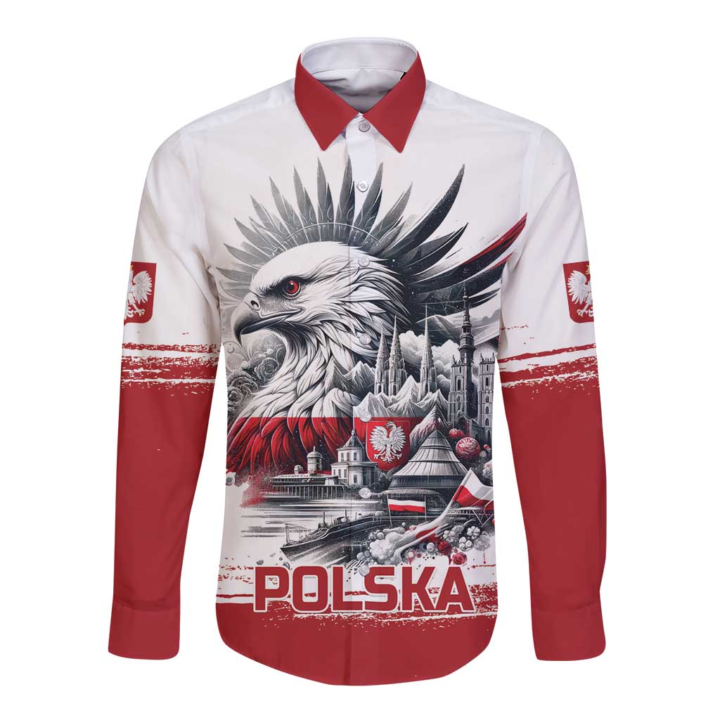 Poland Independence Day Long Sleeve Button Shirt Polska Eagle Proud To Be Polish - Wonder Print Shop
