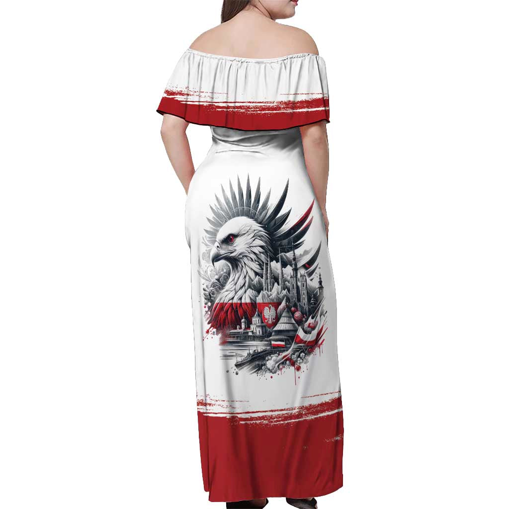 Poland Independence Day Off Shoulder Maxi Dress Polska Eagle Proud To Be Polish - Wonder Print Shop