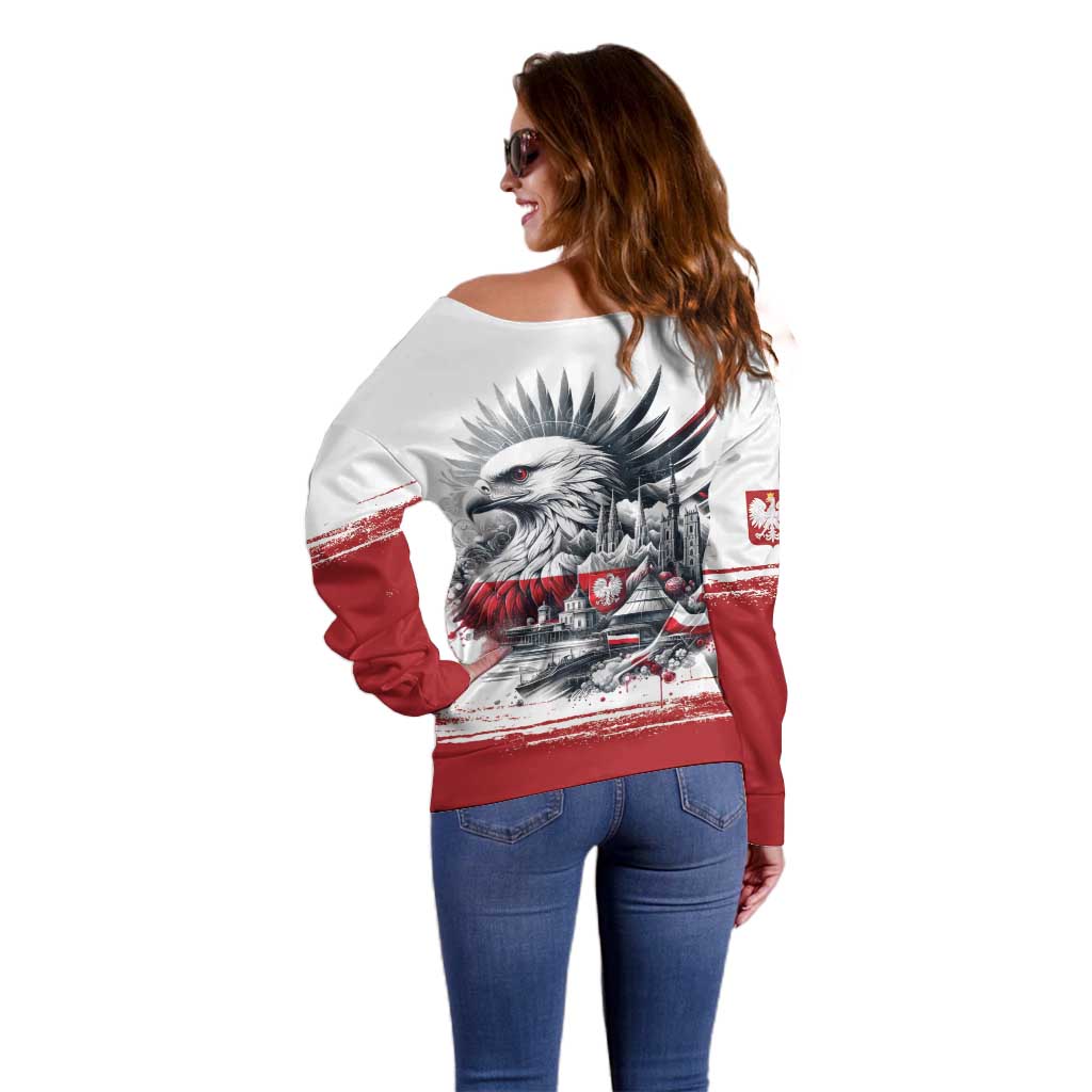 Poland Independence Day Off Shoulder Sweater Polska Eagle Proud To Be Polish - Wonder Print Shop