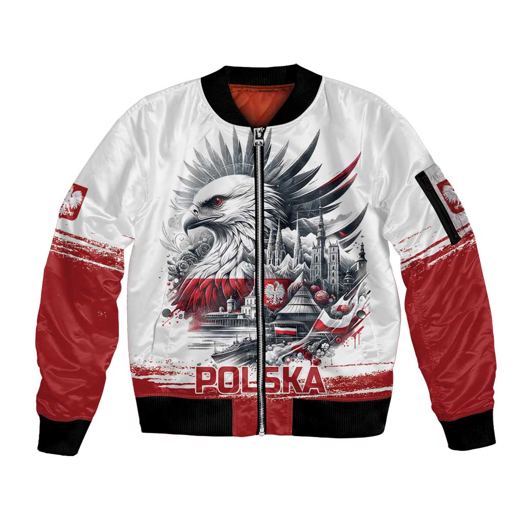 Poland Independence Day Sleeve Zip Bomber Jacket Polska Eagle Proud To Be Polish - Wonder Print Shop