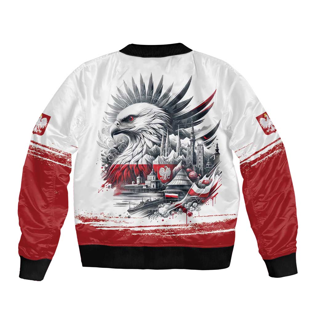 Poland Independence Day Sleeve Zip Bomber Jacket Polska Eagle Proud To Be Polish - Wonder Print Shop