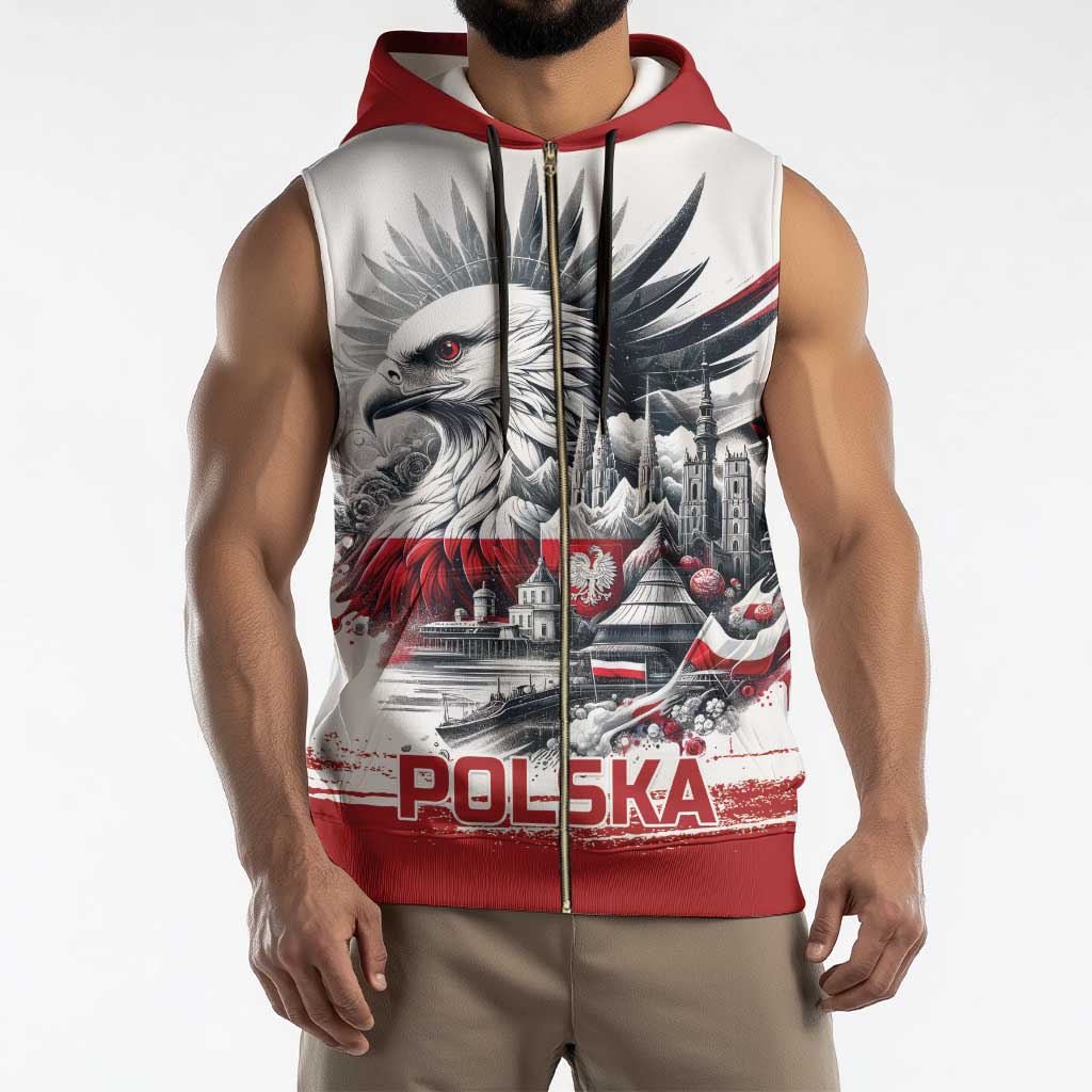 Poland Independence Day Sleeveless Zip Hoodie Polska Eagle Proud To Be Polish - Wonder Print Shop