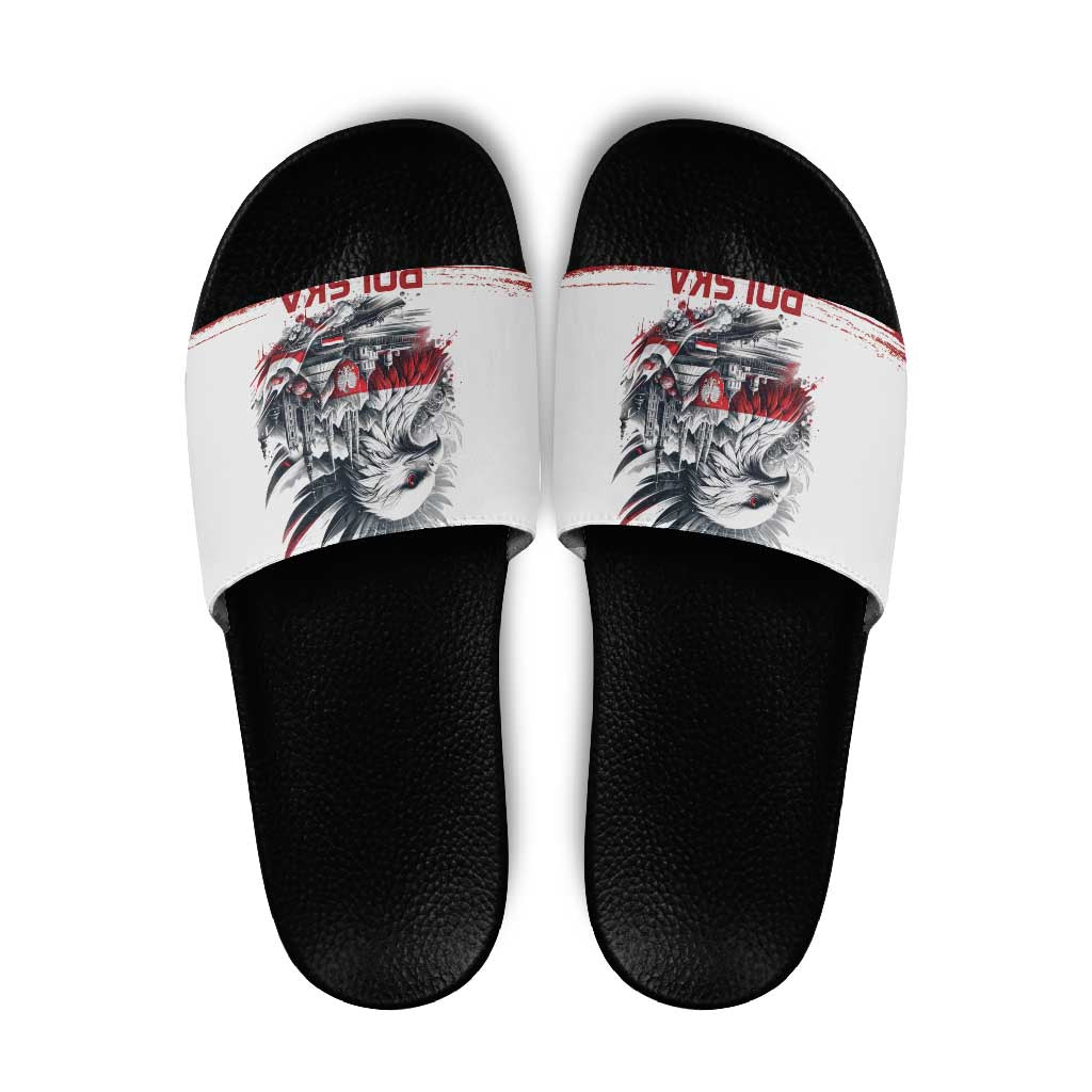 Poland Independence Day Slide Sandals Polska Eagle Proud To Be Polish - Wonder Print Shop