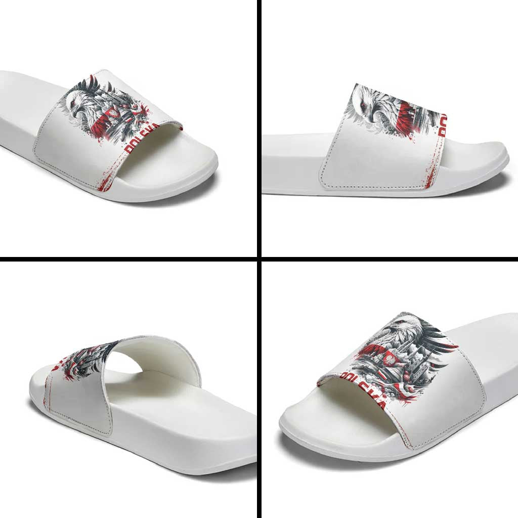Poland Independence Day Slide Sandals Polska Eagle Proud To Be Polish - Wonder Print Shop