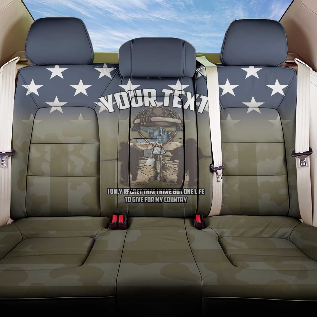 Personalized Veterans Day 2024 Back Car Seat Cover U.S Veterans Proud Dad - Wonder Print Shop