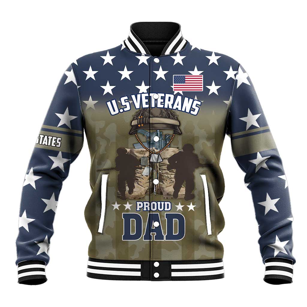 Personalized Veterans Day 2024 Baseball Jacket U.S Veterans Proud Dad - Wonder Print Shop