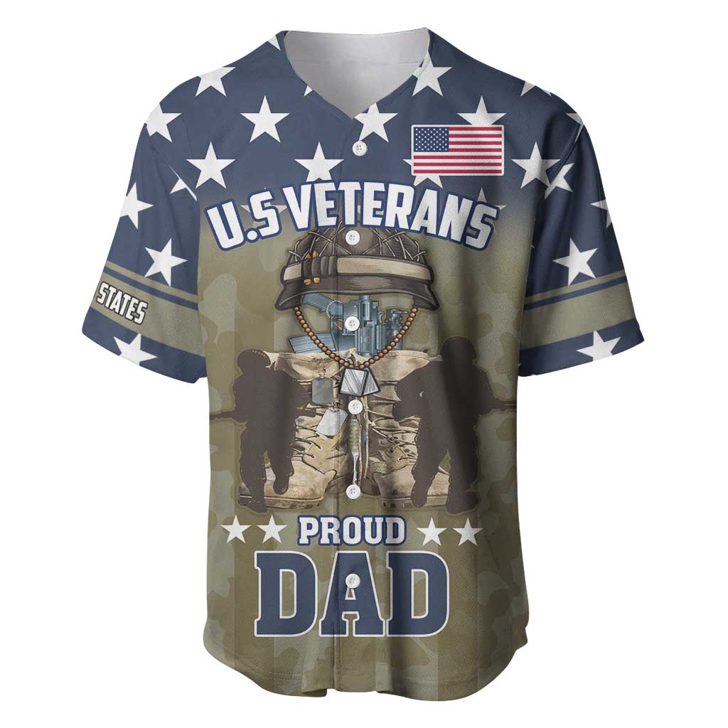 Personalized Veterans Day 2024 Baseball Jersey U.S Veterans Proud Dad - Wonder Print Shop