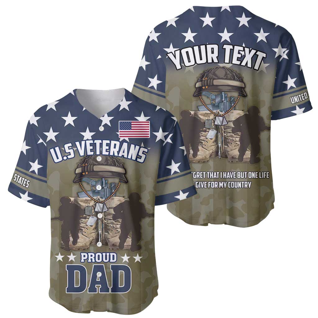 Personalized Veterans Day 2024 Baseball Jersey U.S Veterans Proud Dad - Wonder Print Shop