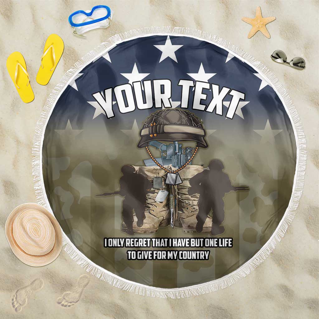 Personalized Veterans Day 2024 Beach Blanket U.S Veterans Proud Dad - Wonder Print Shop