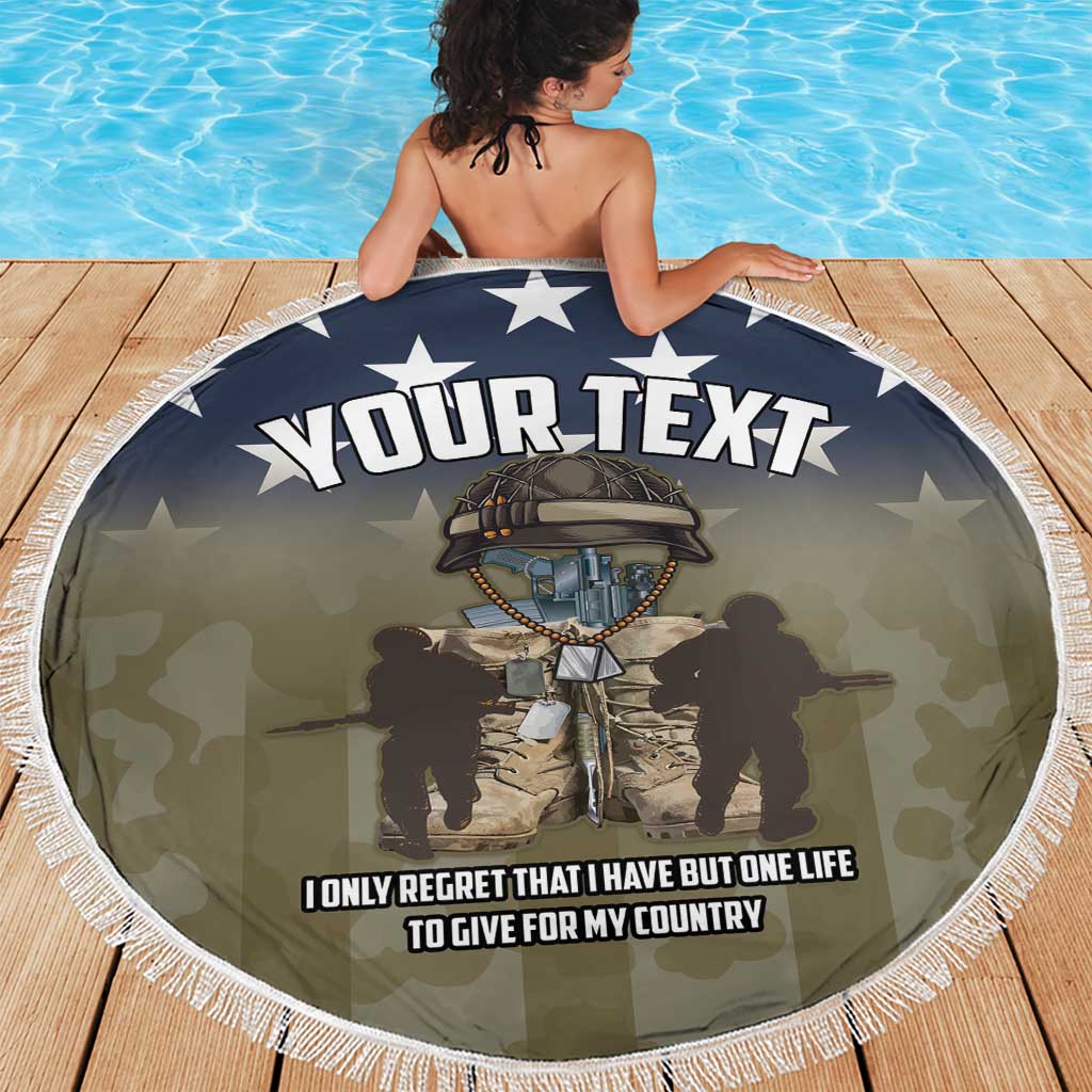 Personalized Veterans Day 2024 Beach Blanket U.S Veterans Proud Dad - Wonder Print Shop