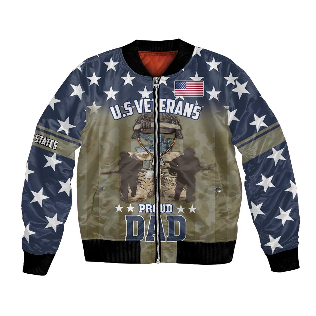 Personalized Veterans Day 2024 Bomber Jacket U.S Veterans Proud Dad - Wonder Print Shop