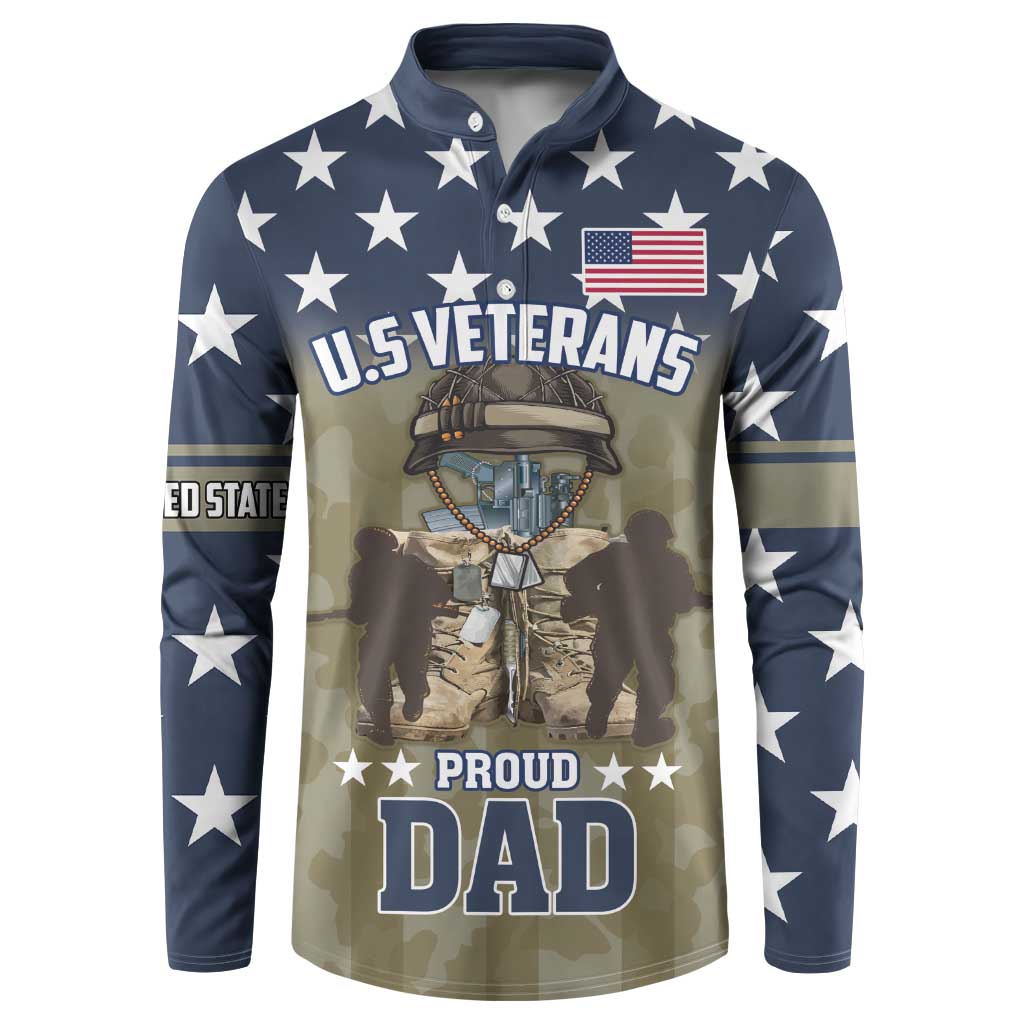Personalized Veterans Day 2024 Button Sweatshirt U.S Veterans Proud Dad - Wonder Print Shop