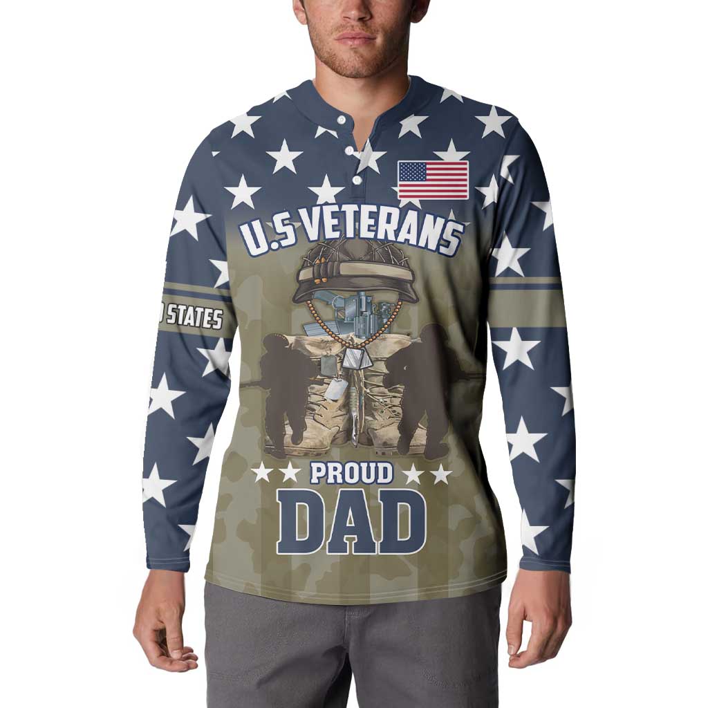 Personalized Veterans Day 2024 Button Sweatshirt U.S Veterans Proud Dad - Wonder Print Shop