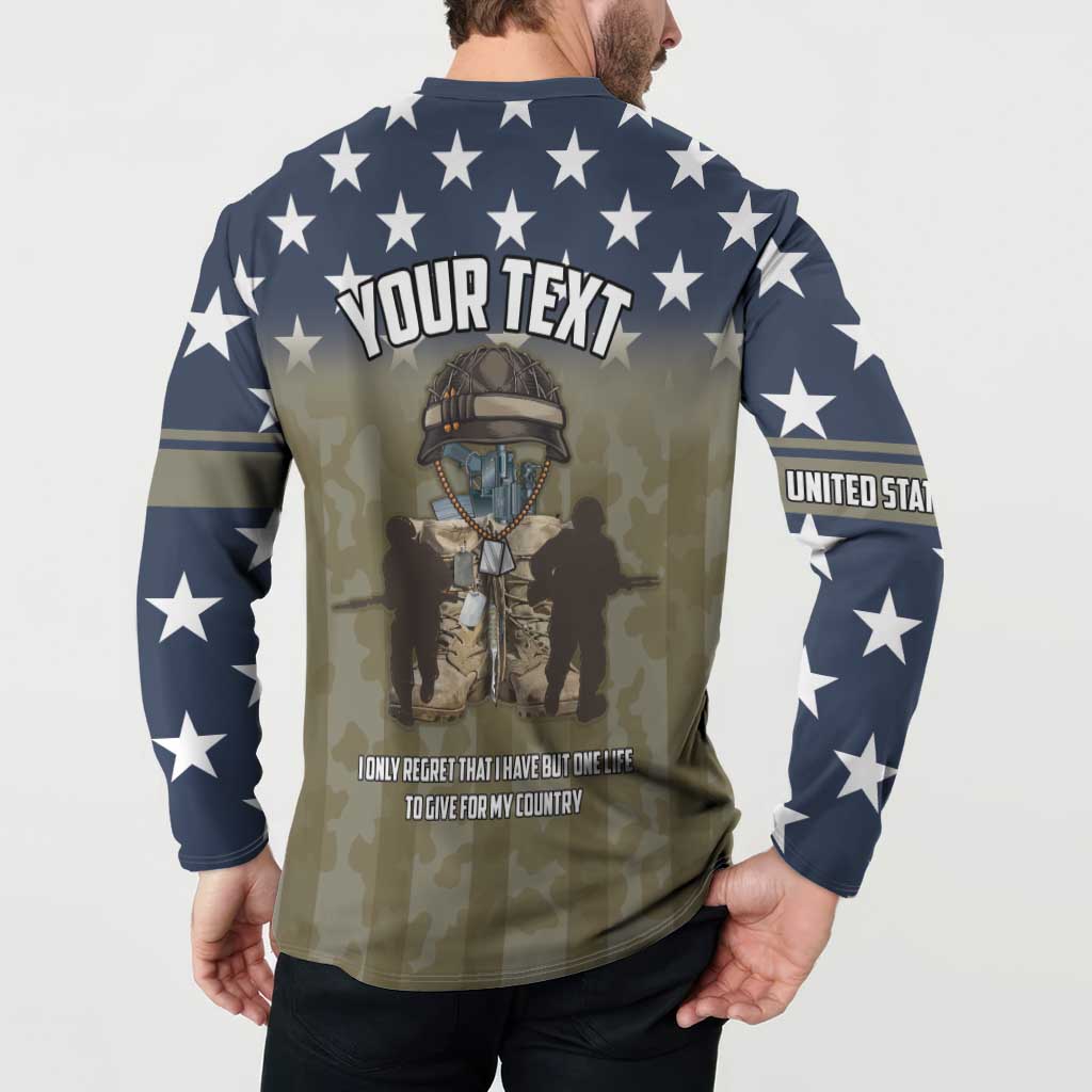 Personalized Veterans Day 2024 Button Sweatshirt U.S Veterans Proud Dad - Wonder Print Shop