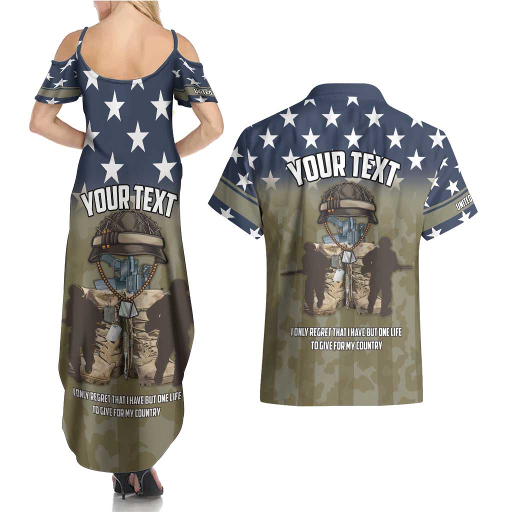 Personalized Veterans Day 2024 Couples Matching Summer Maxi Dress and Hawaiian Shirt U.S Veterans Proud Dad - Wonder Print Shop