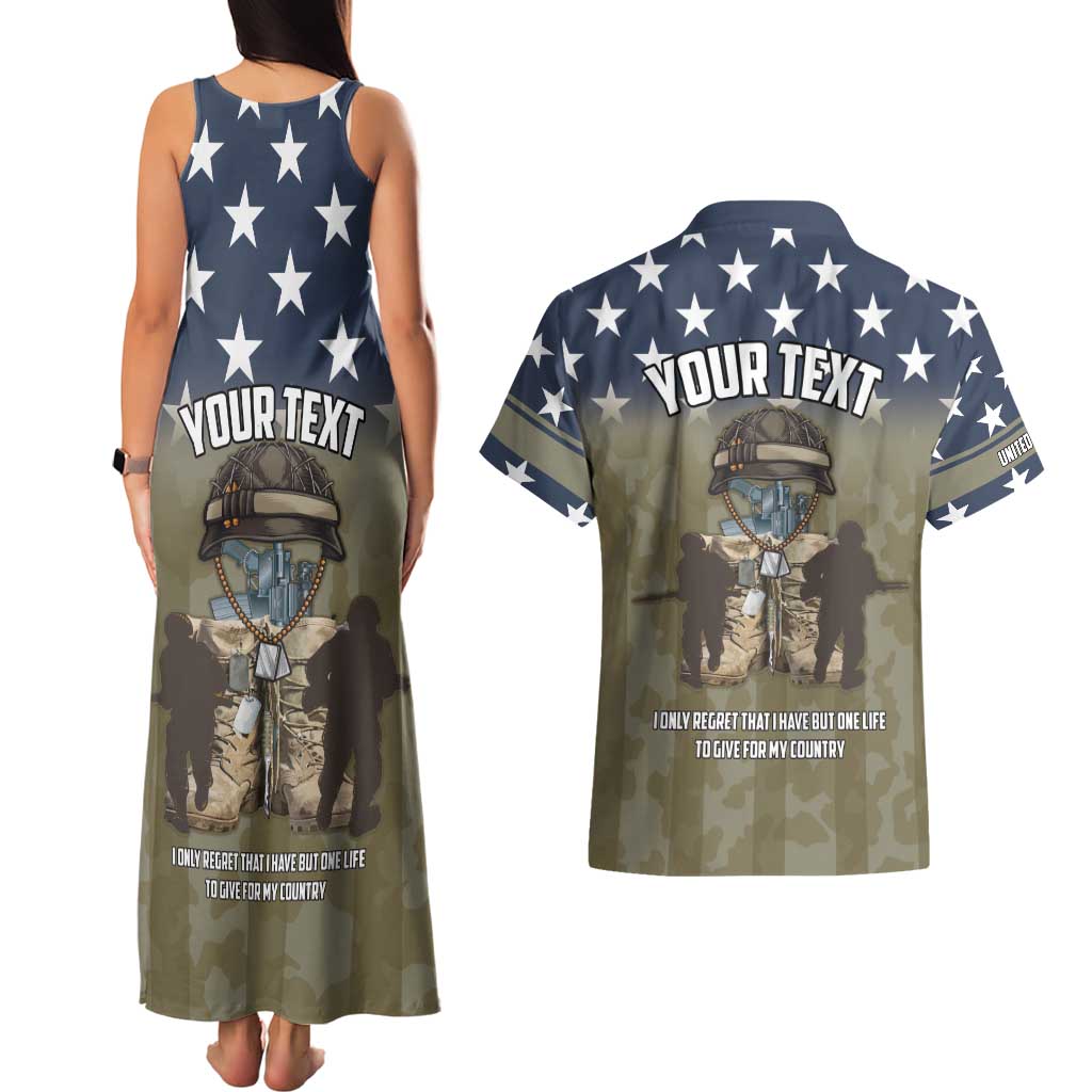 Personalized Veterans Day 2024 Couples Matching Tank Maxi Dress and Hawaiian Shirt U.S Veterans Proud Dad - Wonder Print Shop