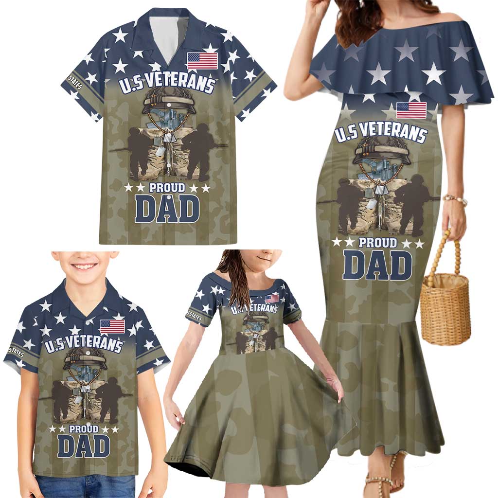 Personalized Veterans Day 2024 Family Matching Mermaid Dress and Hawaiian Shirt U.S Veterans Proud Dad - Wonder Print Shop