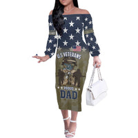 Personalized Veterans Day 2024 Family Matching Off The Shoulder Long Sleeve Dress and Hawaiian Shirt U.S Veterans Proud Dad - Wonder Print Shop