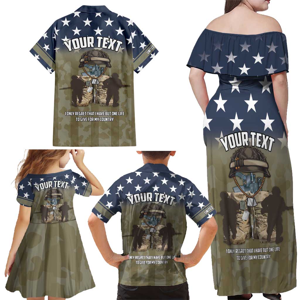 Personalized Veterans Day 2024 Family Matching Off Shoulder Maxi Dress and Hawaiian Shirt U.S Veterans Proud Dad - Wonder Print Shop