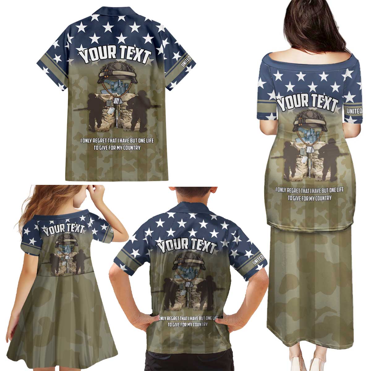 Personalized Veterans Day 2024 Family Matching Puletasi and Hawaiian Shirt U.S Veterans Proud Dad - Wonder Print Shop
