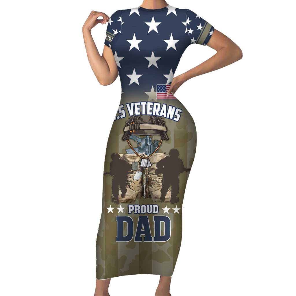 Personalized Veterans Day 2024 Family Matching Short Sleeve Bodycon Dress and Hawaiian Shirt U.S Veterans Proud Dad - Wonder Print Shop