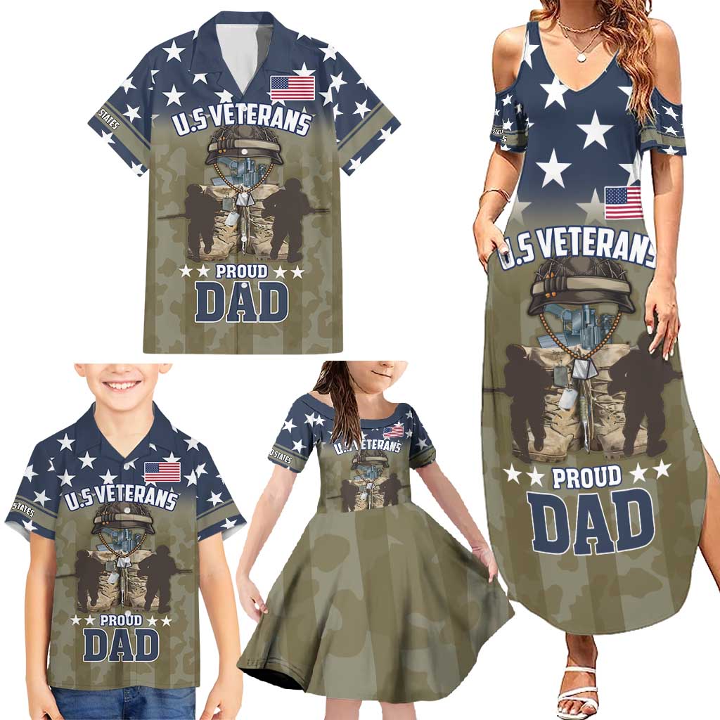 Personalized Veterans Day 2024 Family Matching Summer Maxi Dress and Hawaiian Shirt U.S Veterans Proud Dad - Wonder Print Shop