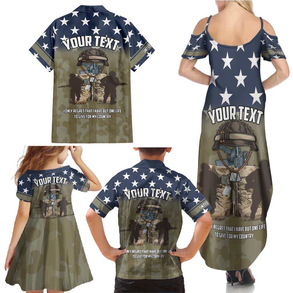 Personalized Veterans Day 2024 Family Matching Summer Maxi Dress and Hawaiian Shirt U.S Veterans Proud Dad - Wonder Print Shop