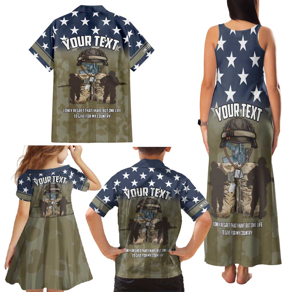 Personalized Veterans Day 2024 Family Matching Tank Maxi Dress and Hawaiian Shirt U.S Veterans Proud Dad - Wonder Print Shop