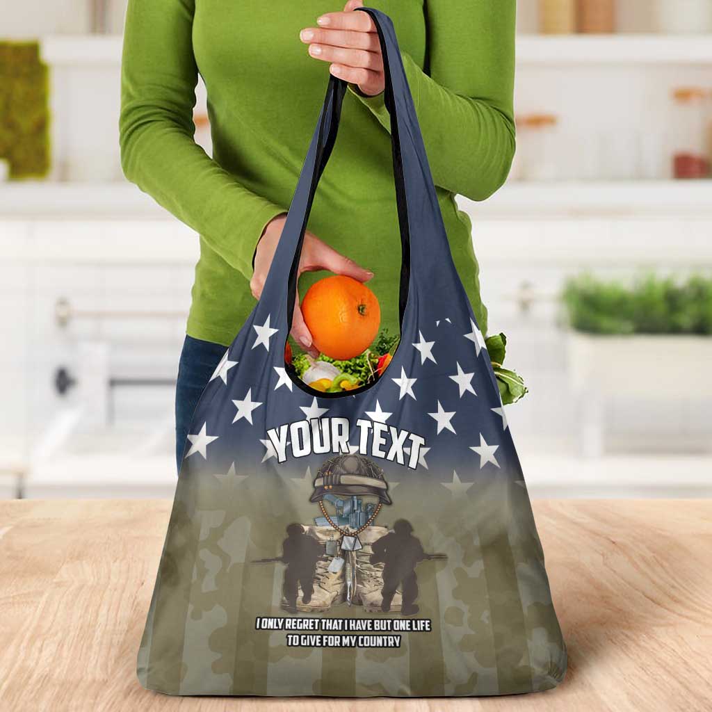 Personalized Veterans Day 2024 Grocery Bag U.S Veterans Proud Dad