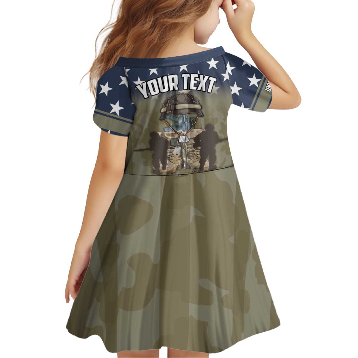 Personalized Veterans Day 2024 Kid Short Sleeve Dress U.S Veterans Proud Dad - Wonder Print Shop