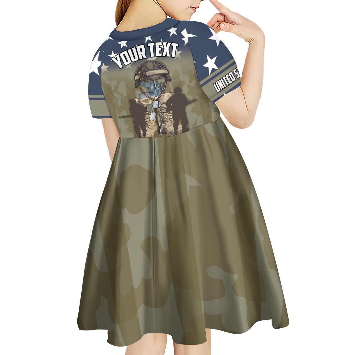 Personalized Veterans Day 2024 Kid Short Sleeve Dress U.S Veterans Proud Dad - Wonder Print Shop
