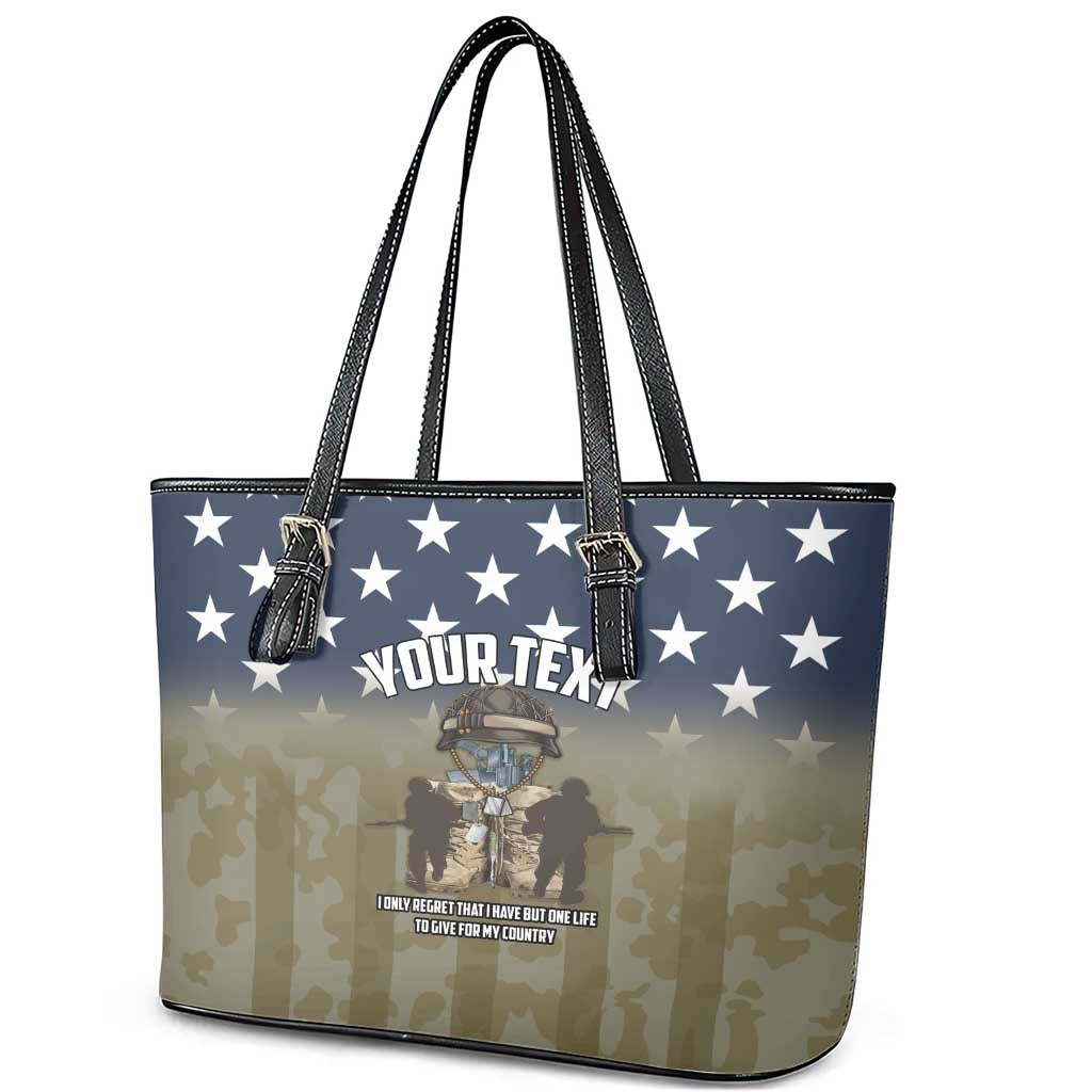 Personalized Veterans Day 2024 Leather Tote Bag U.S Veterans Proud Dad - Wonder Print Shop