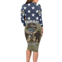 Personalized Veterans Day 2024 Long Sleeve Bodycon Dress U.S Veterans Proud Dad - Wonder Print Shop