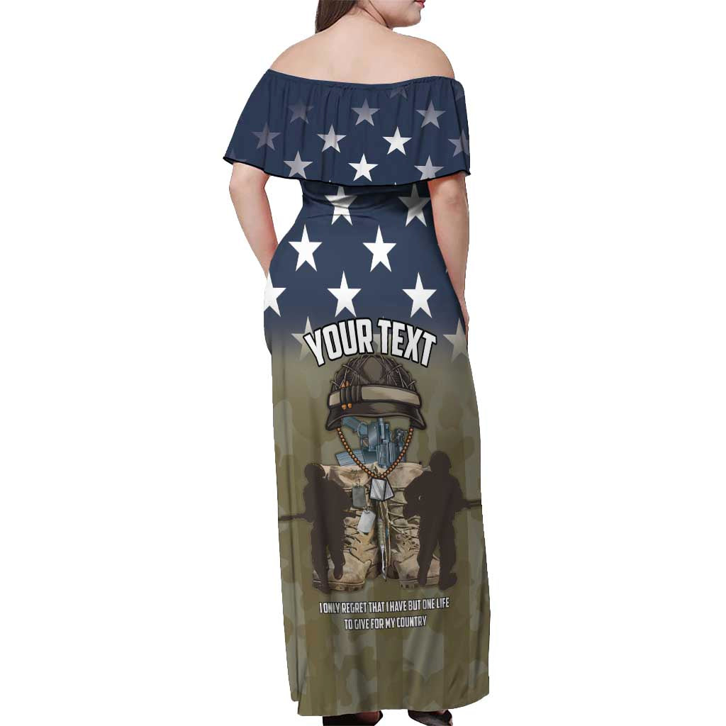 Personalized Veterans Day 2024 Off Shoulder Maxi Dress U.S Veterans Proud Dad - Wonder Print Shop