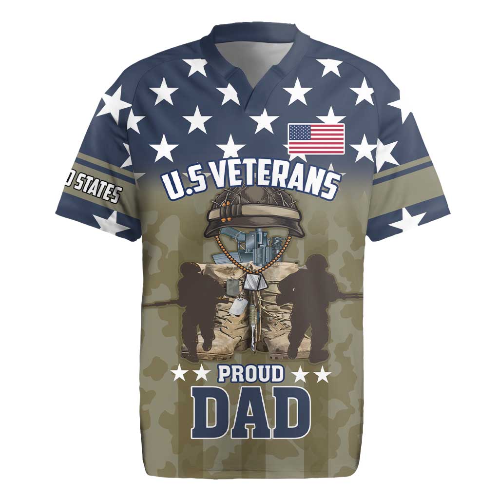 Personalized Veterans Day 2024 Rugby Jersey U.S Veterans Proud Dad - Wonder Print Shop