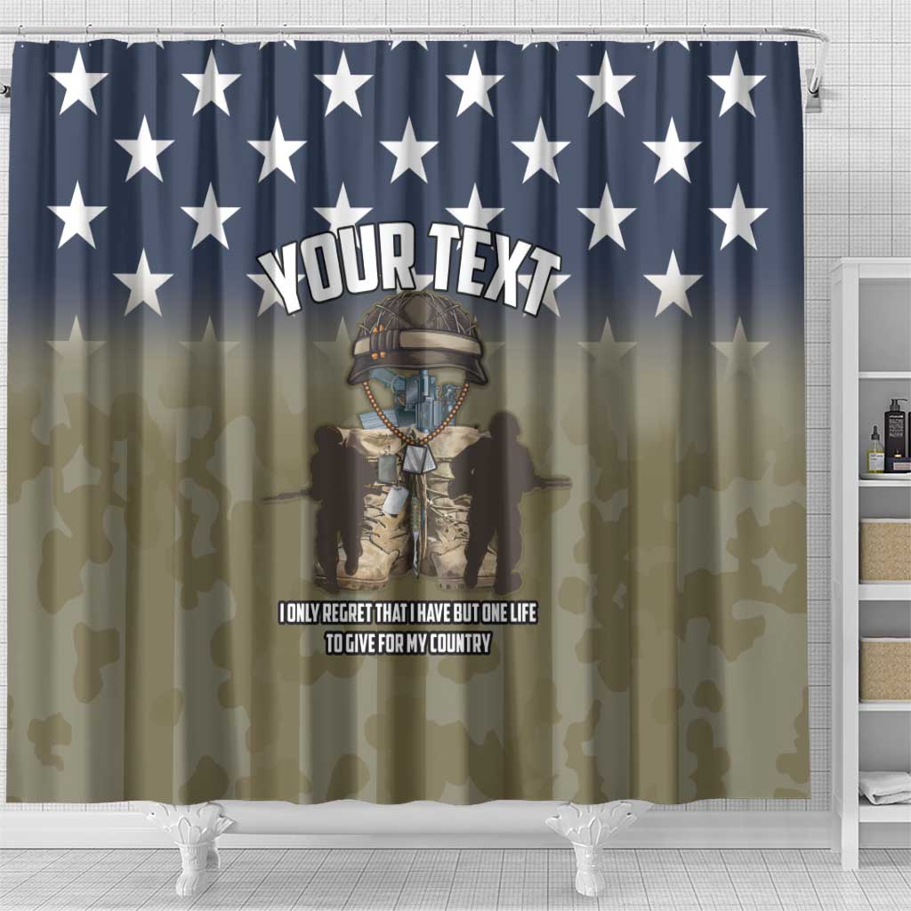 Personalized Veterans Day 2024 Shower Curtain U.S Veterans Proud Dad