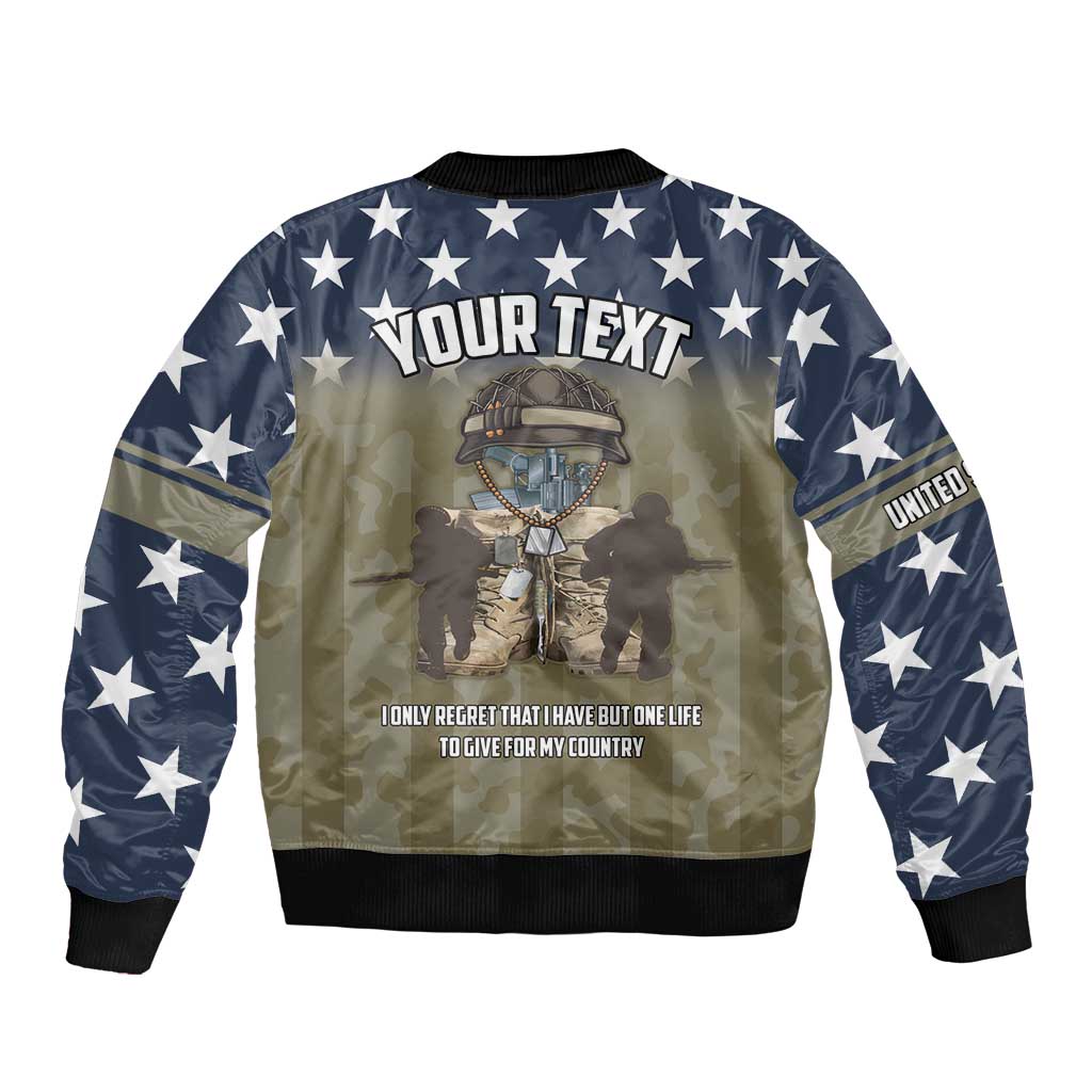 Personalized Veterans Day 2024 Sleeve Zip Bomber Jacket U.S Veterans Proud Dad - Wonder Print Shop