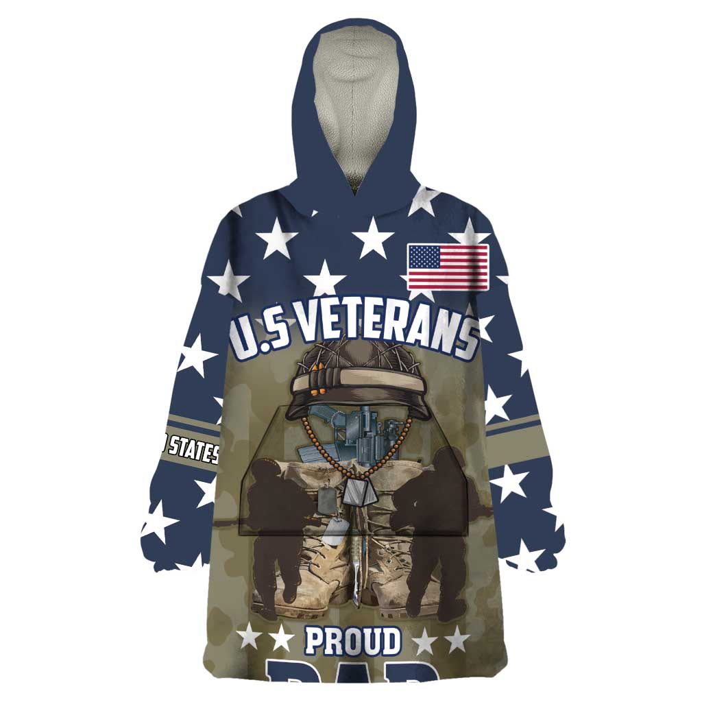 Personalized Veterans Day 2024 Wearable Blanket Hoodie U.S Veterans Proud Dad - Wonder Print Shop