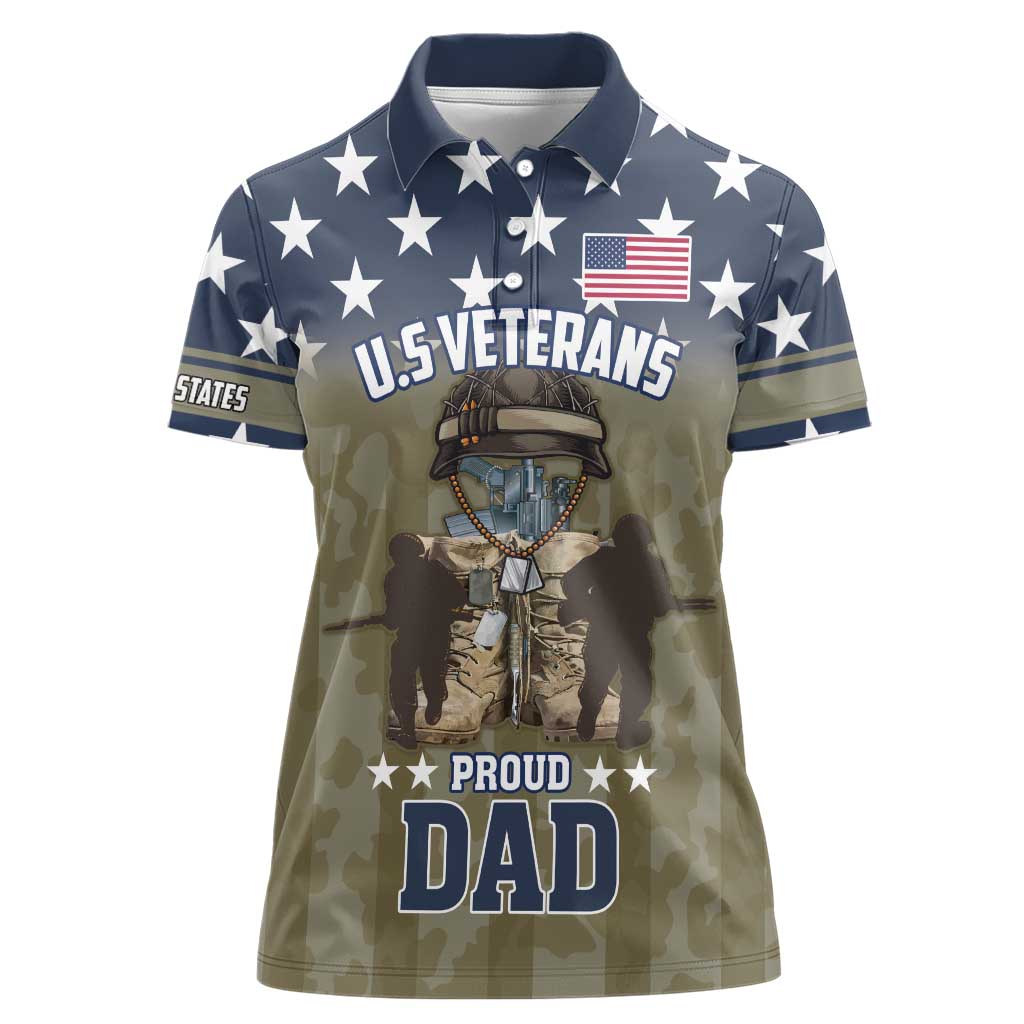 Personalized Veterans Day 2024 Women Polo Shirt U.S Veterans Proud Dad - Wonder Print Shop