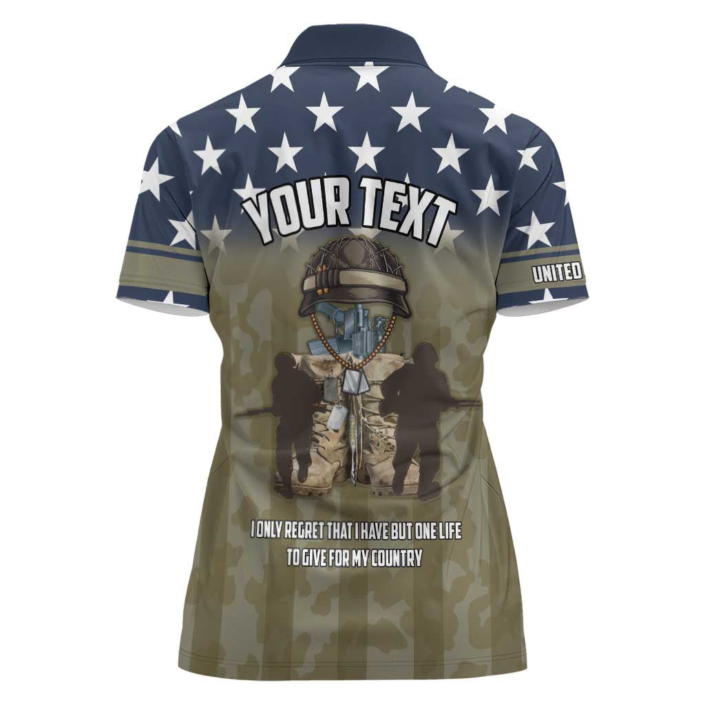 Personalized Veterans Day 2024 Women Polo Shirt U.S Veterans Proud Dad - Wonder Print Shop