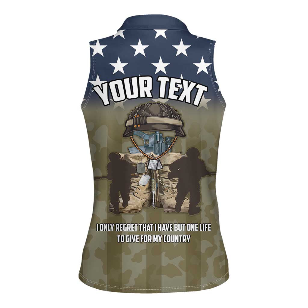 Personalized Veterans Day 2024 Women Sleeveless Polo Shirt U.S Veterans Proud Dad - Wonder Print Shop